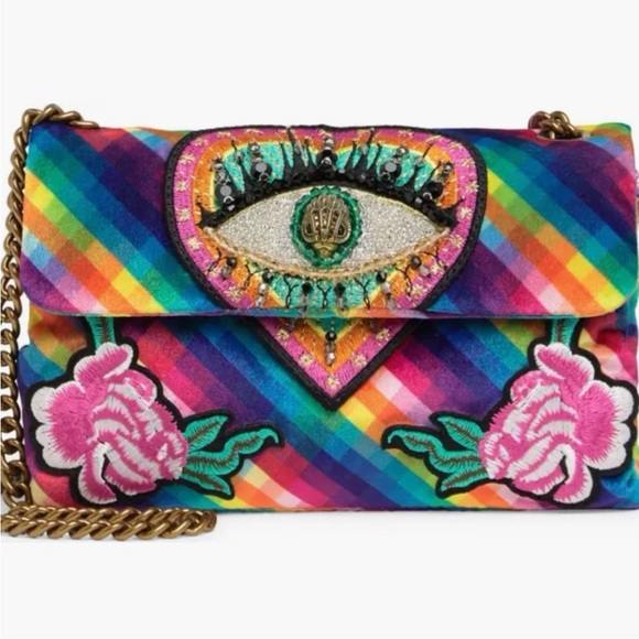 Kurt Geiger NWT eye rainbow stripes Kensington handbag - Picture 9 of 11